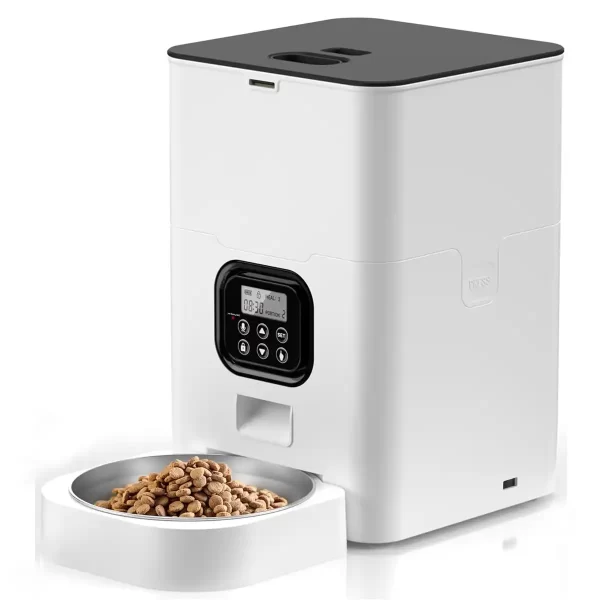Automatic Cat Feeders - Timed Pet Feeder for Cats and Dogs with Dry Food Dispenser, Desiccant Bag, Programmable Portion Control, 4 Daily Meals, 10s Voice Recorder