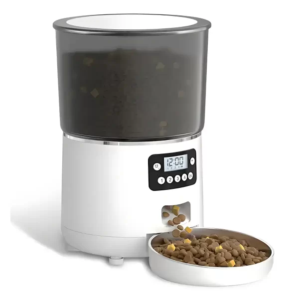 Automatic Pet Feeder for Cats and Dogs with Timer, 4 Liters, White