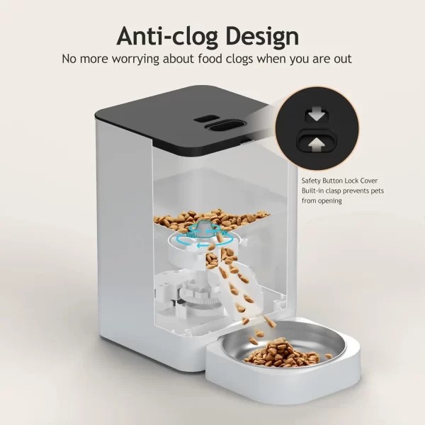 Automatic Cat Feeders - Timed Pet Feeder for Cats and Dogs with Dry Food Dispenser, Desiccant Bag, Programmable Portion Control, 4 Daily Meals, 10s Voice Recorder - Image 3