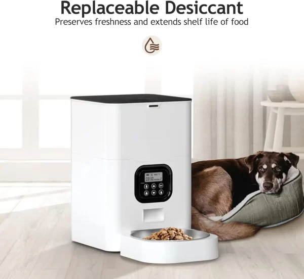 Automatic Cat Feeders - Timed Pet Feeder for Cats and Dogs with Dry Food Dispenser, Desiccant Bag, Programmable Portion Control, 4 Daily Meals, 10s Voice Recorder - Image 7