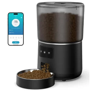 Automatic Cat Feeder, Cat Food Dispenser 4L, 2.4G WiFi Cat Feeder Automatic 1-10 Meals, 1-9 Portions/Meal Timed Cat Feeder, Automatic Pet Feeder for Cats Dog with Stainless Steel Feeding Bowl