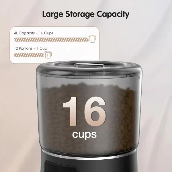 Automatic Cat Feeder, Cat Food Dispenser 4L, 2.4G WiFi Cat Feeder Automatic 1-10 Meals, 1-9 Portions/Meal Timed Cat Feeder, Automatic Pet Feeder for Cats Dog with Stainless Steel Feeding Bowl