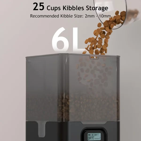 Automatic Cat Feeder for Two Cats, Double Pet Feeder with 2 Stainless Steel Bowls,6L Timed Cat Feeders with Memory Function - Image 4