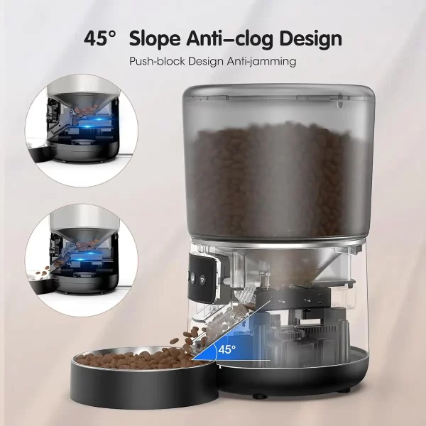 Automatic Cat Feeder, Cat Food Dispenser 4L, 2.4G WiFi Cat Feeder Automatic 1-10 Meals, 1-9 Portions/Meal Timed Cat Feeder, Automatic Pet Feeder for Cats Dog with Stainless Steel Feeding Bowl - Image 5