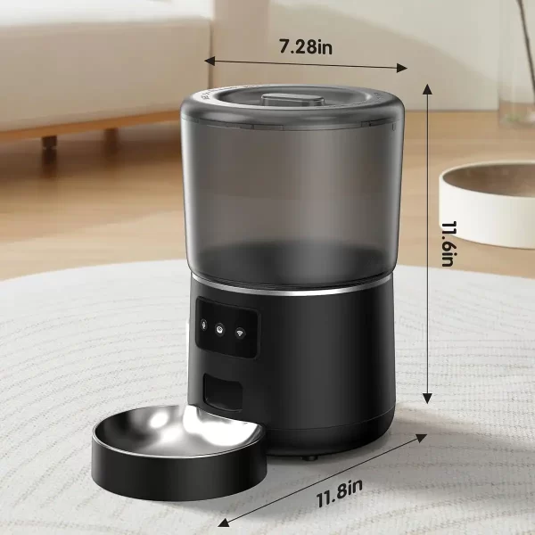 Automatic Cat Feeder, Cat Food Dispenser 4L, 2.4G WiFi Cat Feeder Automatic 1-10 Meals, 1-9 Portions/Meal Timed Cat Feeder, Automatic Pet Feeder for Cats Dog with Stainless Steel Feeding Bowl - Image 8